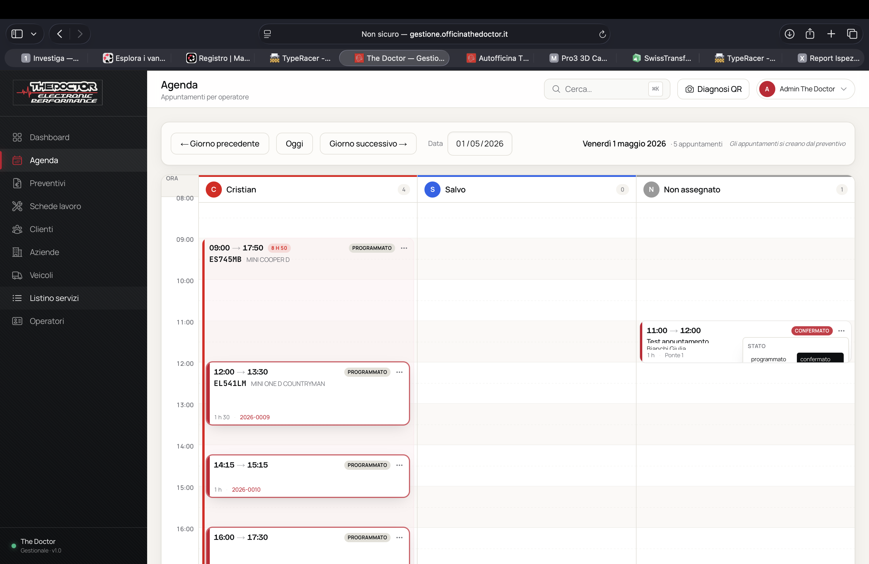 Gestionale autofficina · Agenda multi-operatore